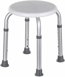 ActionMed Scaun de baie rotund ActionMed, 4 picioare, inaltime ajustabila, greutate maxima 110 Kg, Alb Gri