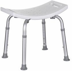 ActionMed Scaun de baie dreptunghiular ActionMed, 4 picioare, inaltime ajustabila, greutate maxima 110 Kg, Alb Gri