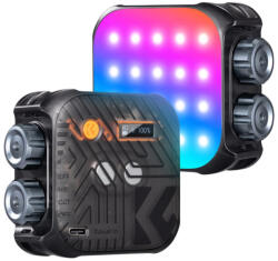 K&F Concept RGB LED lámpa, 2500-9900K, CRI 96+, 2000mAh, 21 fényeffekt, fekete