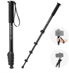 K&F Concept monopod, 160cm, aluminium, 1/4" és 3/8" csatlakozás csuklópánt, fekete