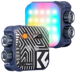 K&F Concept RGB LED lámpa, 2500-9900K, CRI 96+, 2000mAh, 21 fényeffekt, kék
