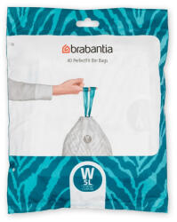 Brabantia Торбички за кош Brabantia PerfectFit NewIcon 1005489, Размер W, 5 л, 40 броя, Бял (1005489)