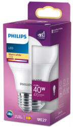 Philips E27 LED, 4.2 W, 470 lm, 2700 K, opál - 40 W izzó helyett (929003817203)