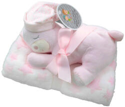 Gamberritos takaró - wellsoft 80x110cm plüss játékkal maci rózsaszín 10162 - babycenter-sopron