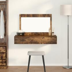 vidaXL Füstölt tölgy Tömör tölgyfa 100 x 40 x 70 cm Tükör Pipereasztal (865212)