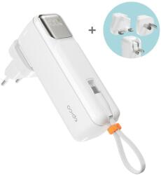 Epico UltraPack 2in1, 5000 mAh, utazó powerbank és hálózati adapter (ET30) - fehér