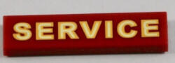 LEGO® Alkatrészek (Pick a Brick) Sötétpiros 1x4 Csempe, "Service" felirattal 6288639 (6288639)