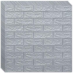  100 darabos készlet Öntapadós 3D tapéta 3D, kívülről puha hab, modern design, bármilyen térbe illeszkedik, vízálló, méret 70x77, Macvi®, Tégla minta Ezüst (100xTapet-2)