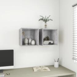 vidaXL 2 db betonszürke szerelt fa fali szekrény 37 x 37 x 37 cm (805457)