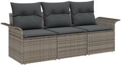 vidaXL Комплект дивани 3 бр. 3-Брой места Сив полиратан (3345219)
