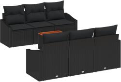 vidaXL Градински Софа Комплект 7 бр. Черно полиратан (3356448)