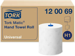 Kéztörlő 2 rétegű tekercses átmérő: 19 cm 150 m/600 lap/tekercs 6 tekercs/karton Universal Matic® H1 TORK_120069 fehér