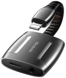 Mcdodo Lightning Lightning + AUX 3, 5 mm-es mini jack adapter, Mcdodo CA-6340 (fekete) (CA-6340)