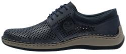 RIEKER Pantofi barbati, Rieker, 05213-14-Albastru, casual, piele naturala, perforati, cu talpa joasa, albastru (Marime: 42)