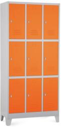 Rauman Fém szekrény - 9 doboz, 90 x 45 x 195 cm, fix lábakkal, lakathoz zár, narancs - ral 2004