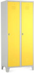 Rauman Fém szekrény, 80 x 50 x 190 cm, fix lábakkal, lakathoz zár, sárga - ral 1023