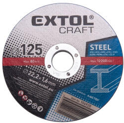 Extol CRAFT 106920 vágókorong acélhoz; 125×1, 6×22, 2mm, max. 12.200 ford/perc, (darabáras, de csak ötösével rendelhető) ( 106920 ) (106920)