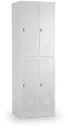 Rauman Fém öltözőszekrény - 4 dobozok, 60 x 45 x 185 cm, lakathoz zár, szürke - ral 7035