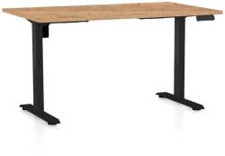 Rauman OfficeTech B állítható magasságú asztal, 140 x 80 cm, fekete alap, craft tölgy