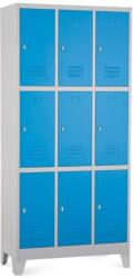 Rauman Fém szekrény - 9 doboz, 90 x 45 x 195 cm, fix lábakkal, lakathoz zár, kék - ral 5012