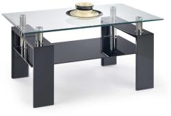Halmar Diana II dohányzóasztal, átlátszó / fekete