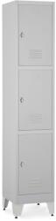 Rauman Fém szekrény - 3 doboz, 38 x 45 x 196, 5 cm, helyreigazítással, lakathoz zár, világos szürke - ral 7035