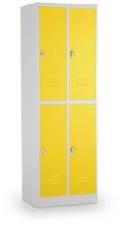 Rauman Fém öltözőszekrény - 4 dobozok, 60 x 45 x 185 cm, lakathoz zár, sárga - ral 1023