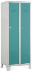 Rauman Fém szekrény, 60 x 50 x 160 cm, fix lábakkal, lakathoz zár, zöld - ral 6033