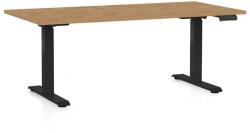 Rauman OfficeTech D állítható magasságú asztal, 160 x 80 cm, fekete alap, köves tölgy