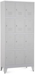 Rauman Fém szekrény - 12 doboz, 90 x 40 x 196, 5 cm, helyreigazítással, lakathoz zár, világos szürke - ral 7035