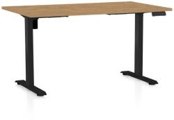 Rauman OfficeTech B állítható magasságú asztal, 140 x 80 cm, fekete alap, köves tölgy