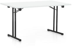  Összecsukható asztal 140 x 80 cm, fekete lábak, fehér