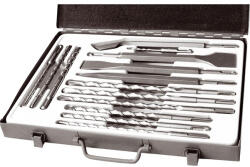 Extol PREMIUM 23952 betonfúró és véső klt. SDS PLUS; 14db, 5/110mm, 6, 8, 10/160mm, 8, 10, 12/210mm, 10, 12, 14/260mm, lapos 20, 40, hegyes, horony ( 23952 ) (23952)