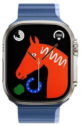 Apple Watch 4-6, SE, SE (2022) (42 / 44 mm) / Watch 7-9 (45 mm) / Watch 10 (46 mm) / Watch Ultra 1-2 (49 mm), szilikon pótszíj, mágneses zár, kétszínű, 3D minta, Hoco AS102, sötétkék/kék - tok-shop