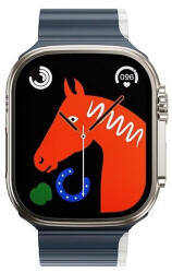 Apple Watch 4-6, SE, SE (2022) (42 / 44 mm) / Watch 7-9 (45 mm) / Watch 10 (46 mm) / Watch Ultra 1-2 (49 mm), szilikon pótszíj, mágneses zár, kétszínű, 3D minta, Hoco AS102, sötétszürke/kék