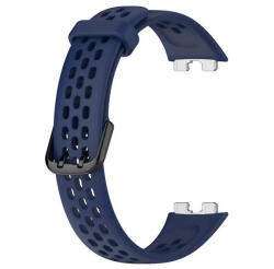 Huawei Band 8 / 9 / 10, szilikon pótszíj, lyukacsos, légáteresztő, sötétkék