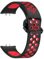 Samsung Galaxy Fit3 SM-R390, szilikon pótszíj, lyukacsos, légáteresztő, fekete/piros