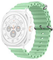 Samsung Galaxy Watch Ultra (47mm) SM-L705, szilikon pótszíj, állítható, hullámos kialakítás, zöld