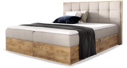 Wilsondo Bézs WOOD 1 boxspring ágy ágyneműtartóval és matraccal Méret: 140x200