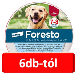 Elanco 6db-tól : Foresto nyakörv 8kg. felett 70 cm-es ( Kutya részére ) Termék szavatosság : 2028.01. 28