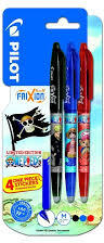 Pilot Frixion Ball Rollertoll Készlet 0, 7 mm 3 Szín/Készlet Bliszterben One Piece Matricával (AAD668)