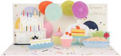  Popshots képeslap, panoráma, tortás-lufis, Happy Birthday (A407)