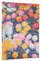 Paperblanks határidőnapló 18 hó (2025. júl-2026. dec. heti) Midi, horizontal, Monets Chrysanthemums (DE0710-5)