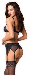 Obsessive Sutien, tanga și portjartier Shibu negru, L/XL