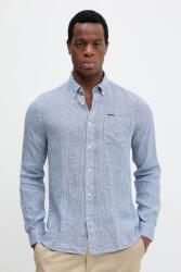 Barbour len ing Linton Tailored Shirt férfi, legombolt galléros, sötétkék, slim, MSH5325 - sötétkék L