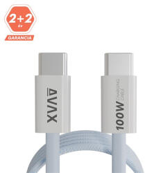 AVAX CB610LB MAGNETY 100W USB C mágneses gyorstöltő kábel, fonott, világoskék - 1m (AVAX CB610LB) - wpower