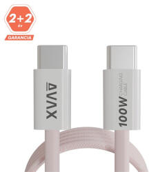 AVAX CB610P MAGNETY 100W USB C mágneses gyorstöltő kábel, fonott, rózsaszín - 1m (AVAX CB610P) - wpower