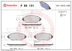BREMBO fékbetétkészlet, tárcsafék BREMBO P 85 131X for VW, SKODA, AUDI, SEAT (P 85 131X)