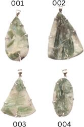  Pandantiv Cuart cu Turmalina Verde Druzy Natural 44-53 x 18-32 x 8-10 mm - Cristalul Vindecarii si Abundente - Argint 925 - 1 Buc