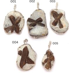  Pandantiv Staurolit - Piatra Crucii Naturala Neregulata 52-67 x 20-35 x 8-15 mm - Cristalul Protectiei si Transformarii - Argint 925